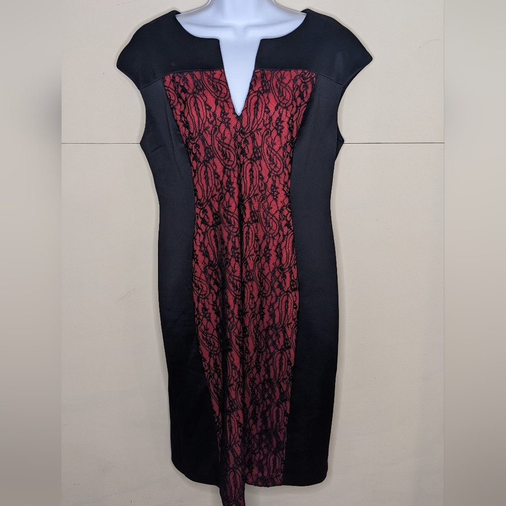 Connected Apparel (Nordstrom) Black Lace and Red Cocktail Dress